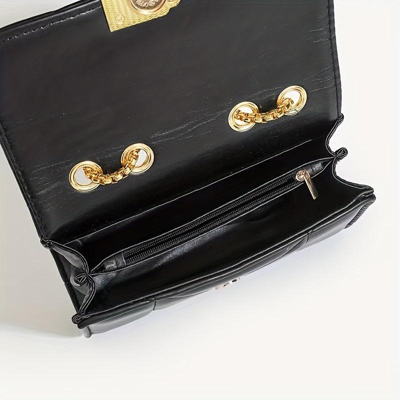 Small Quilted Chain Crossbody Bag Faux Leather Square Purse