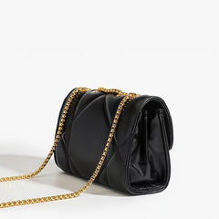 Small Quilted Chain Crossbody Bag Faux Leather Square Purse