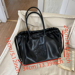 Embossed Tote Bag Drawstring Shoulder Bag