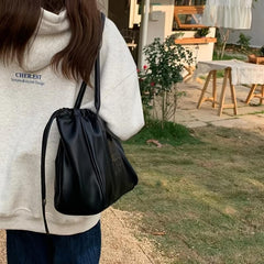 Embossed Tote Bag Drawstring Shoulder Bag