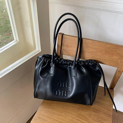 Embossed Tote Bag Drawstring Shoulder Bag