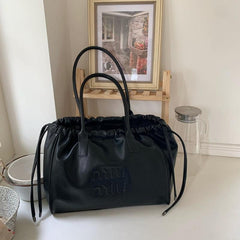 Embossed Tote Bag Drawstring Shoulder Bag