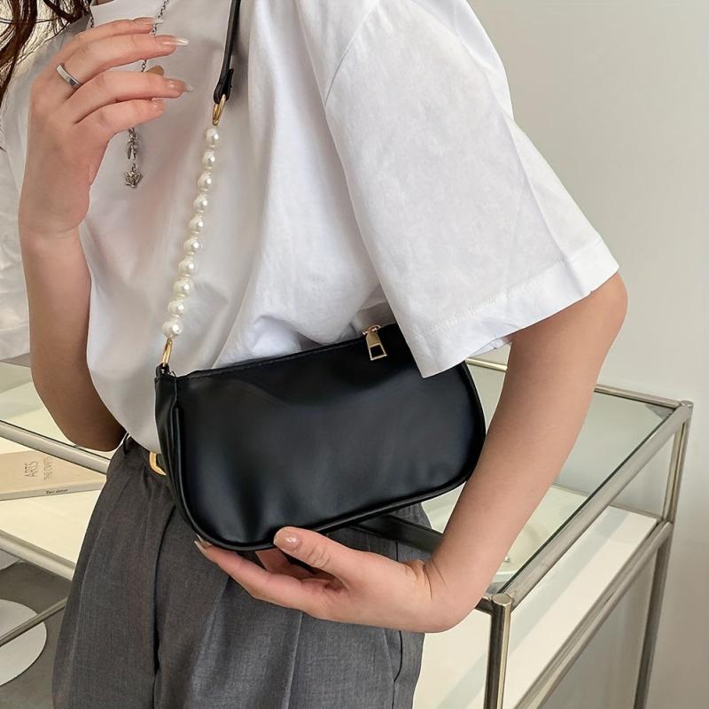 Faux Pearl Chain Shoulder Bag Women's Handbag