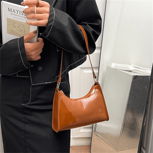 Solid PU Leather Underarm Bag for Women