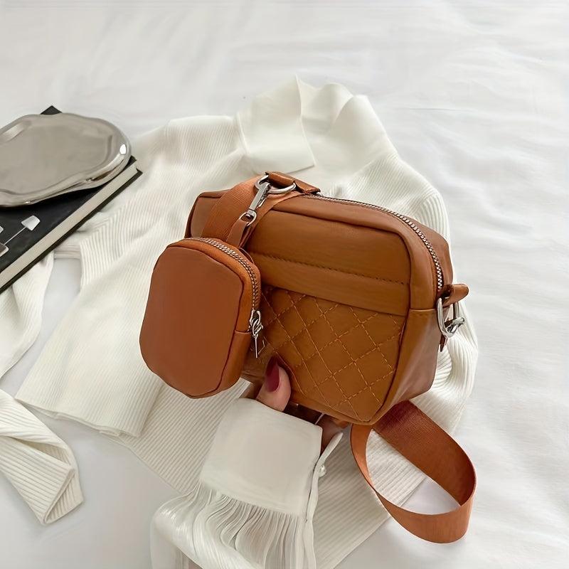 Argyle Quilted Crossbody Bag Small Square Mobile Phone Bag Women's Shoulder Bag