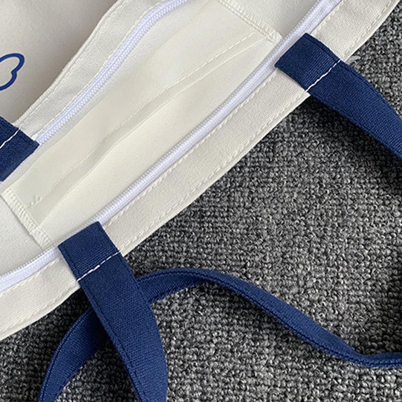 Cloud Print Canvas Shopper Bag with Large Capacity