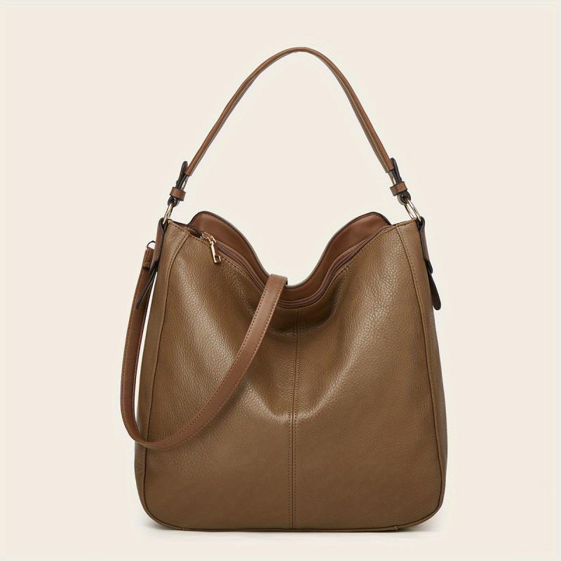 Large Capacity Crossbody Satchel Tote Bag PU Leather Textured Shoulder Bag