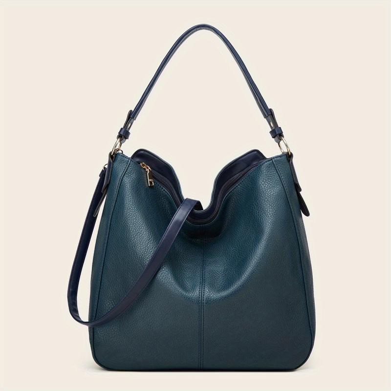Large Capacity Crossbody Satchel Tote Bag PU Leather Textured Shoulder Bag