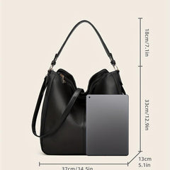 Large Capacity Crossbody Satchel Tote Bag PU Leather Textured Shoulder Bag