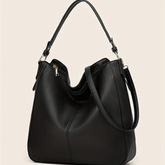 Large Capacity Crossbody Satchel Tote Bag PU Leather Textured Shoulder Bag