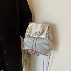 Sweet Butterfly Embroidery Mini Chain Backpack for Women