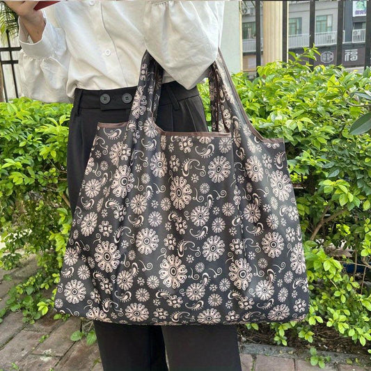 Yellow Bee Print Nylon Tote Bag Reusable Shoulder Bag