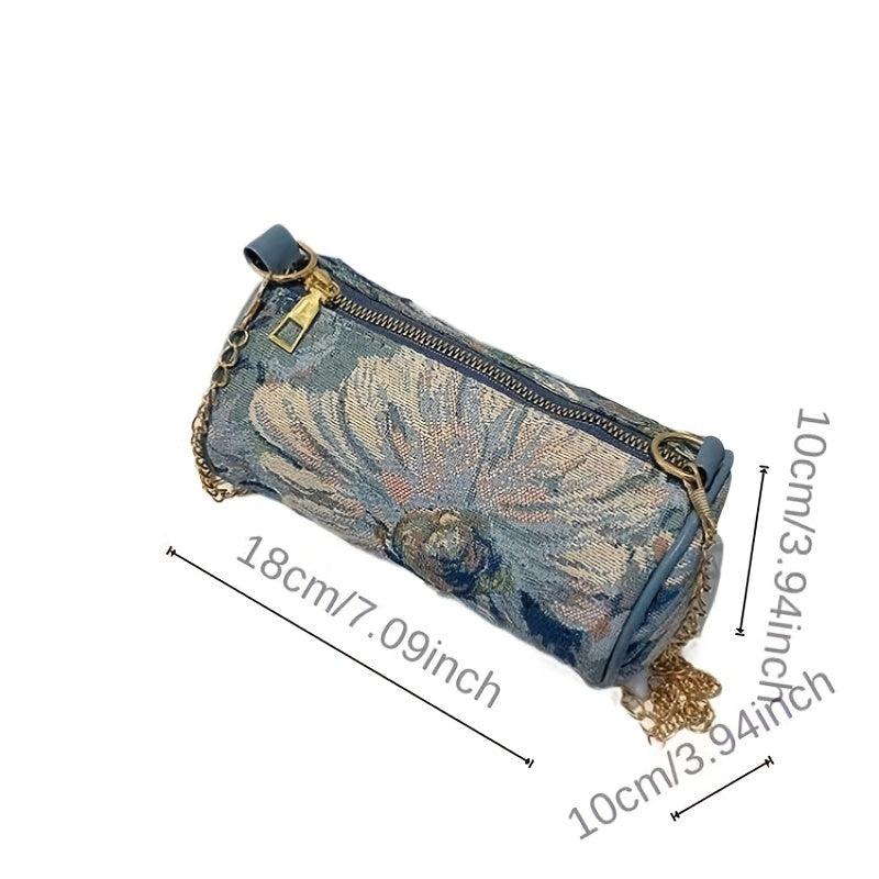 Floral Embroidery Shoulder Bag Mini Chain Crossbody Bag