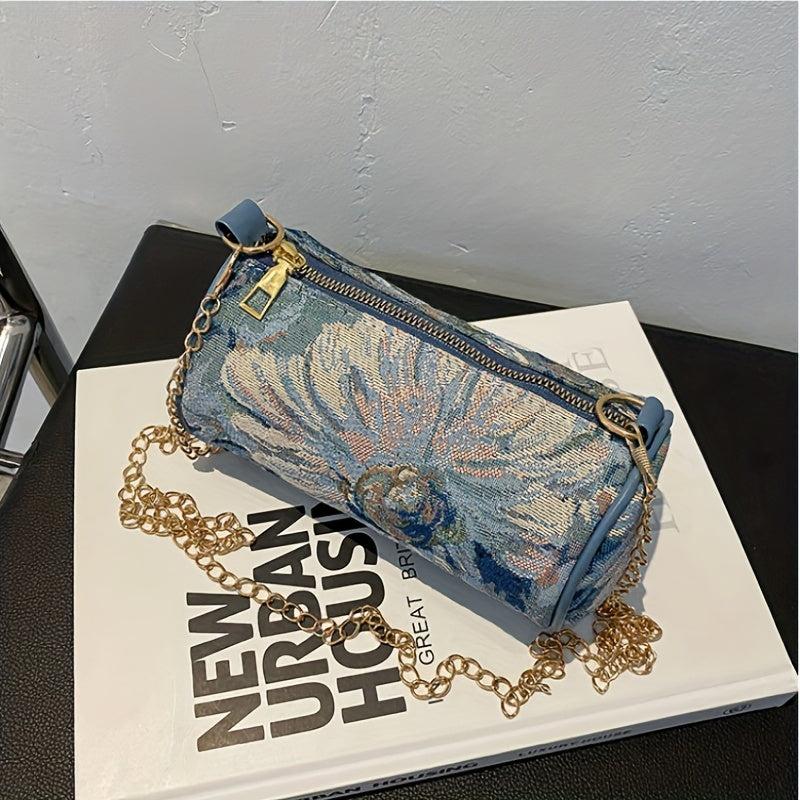 Floral Embroidery Shoulder Bag Mini Chain Crossbody Bag