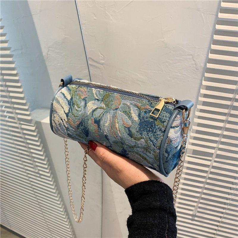 Floral Embroidery Shoulder Bag Mini Chain Crossbody Bag