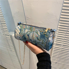 Floral Embroidery Shoulder Bag Mini Chain Crossbody Bag
