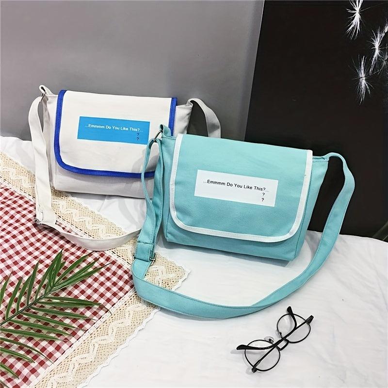 Casual Colorblock Messenger Shoulder Bag All Match Flap Crossbody Bag