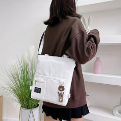 Canvas Shoulder Bag Portable Top Handle Square Handbag