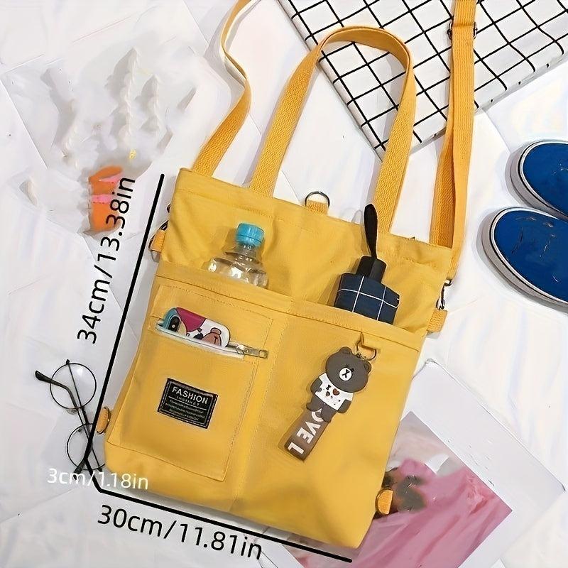 Canvas Shoulder Bag Portable Top Handle Square Handbag