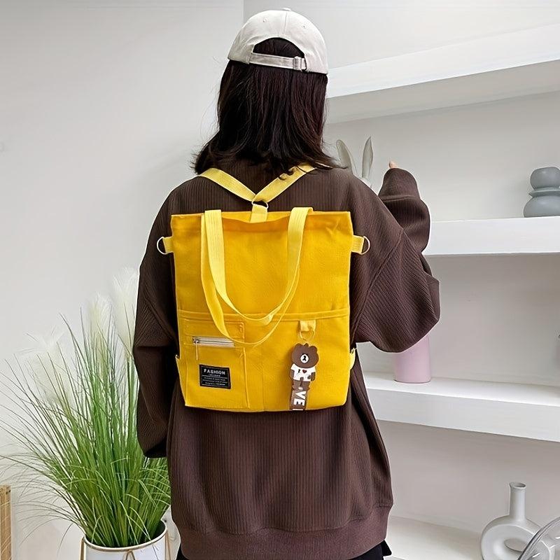 Canvas Shoulder Bag Portable Top Handle Square Handbag