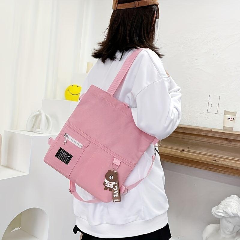 Canvas Shoulder Bag Portable Top Handle Square Handbag