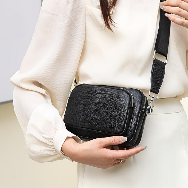 Leather Crossbody Bag Square Shoulder Bag Women's Casual Handbag