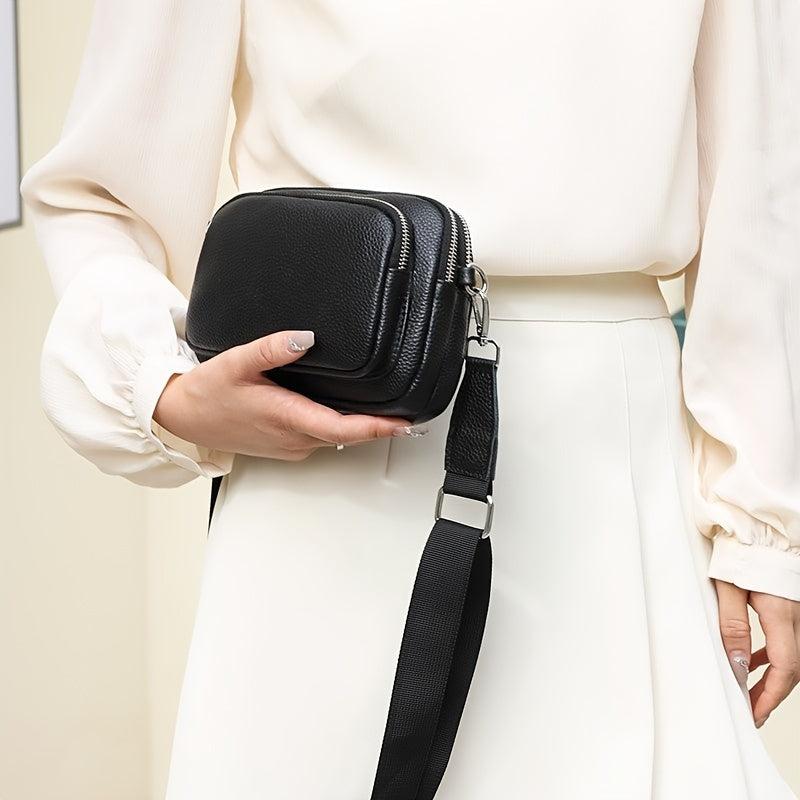 Leather Crossbody Bag Square Shoulder Bag Women's Casual Handbag