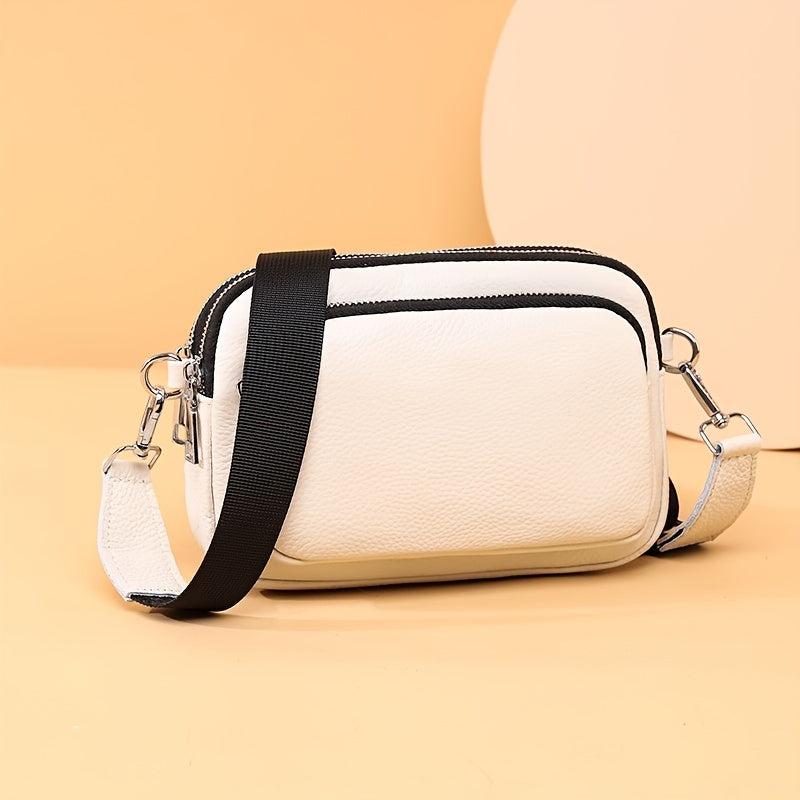 Leather Crossbody Bag Square Shoulder Bag Women's Casual Handbag