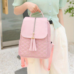 Minimalist Rivets Decor Daypack with Argyle Pattern