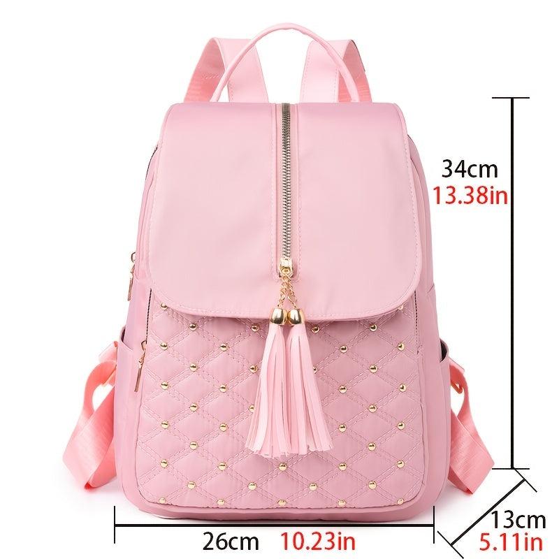 Minimalist Rivets Decor Daypack with Argyle Pattern