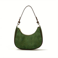 Vintage Crescent Shoulder Bag Argyle Embossed Hobo Purse
