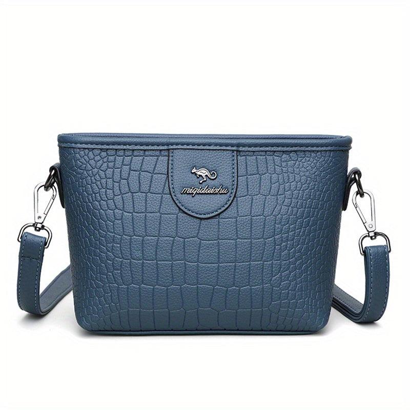 Retro Crocodile Pattern Bucket Bag Women's Crossbody Bag