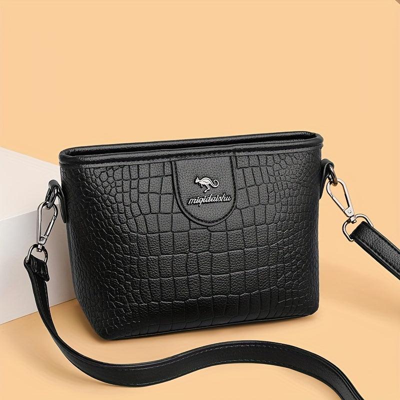 Retro Crocodile Pattern Bucket Bag Women's Crossbody Bag