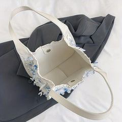 Lase Flower Decor Shoulder Bag Stylish Casual Storage Bag