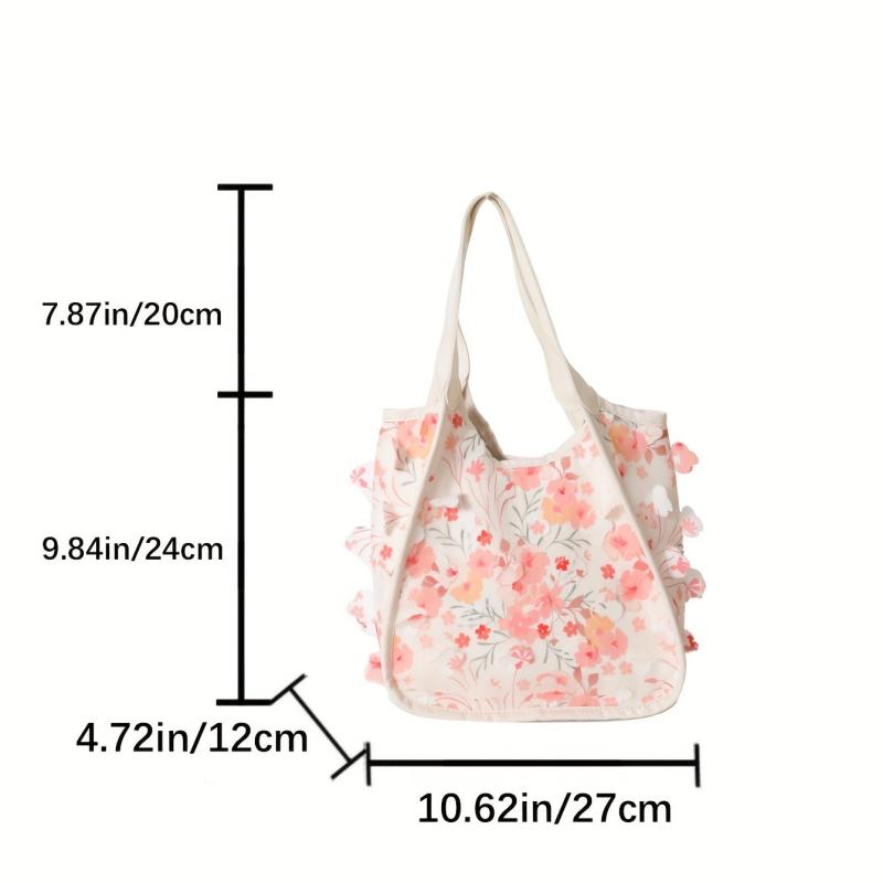 Lase Flower Decor Shoulder Bag Stylish Casual Storage Bag