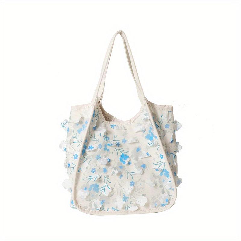 Lase Flower Decor Shoulder Bag Stylish Casual Storage Bag