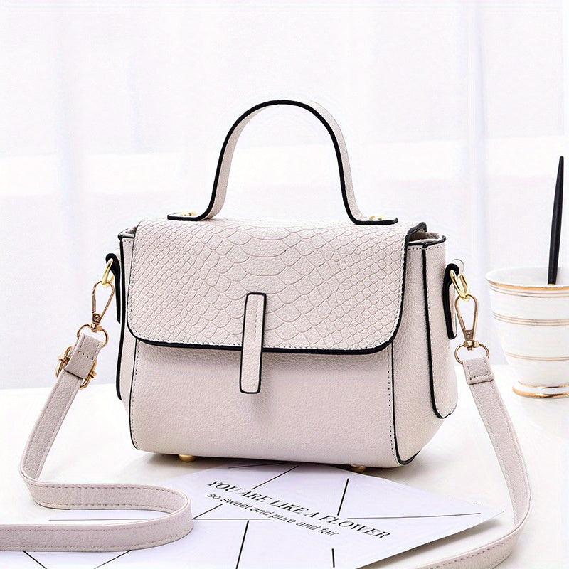 Small Snakeskin Embossed Crossbody Bag Women's Top Handle Purses