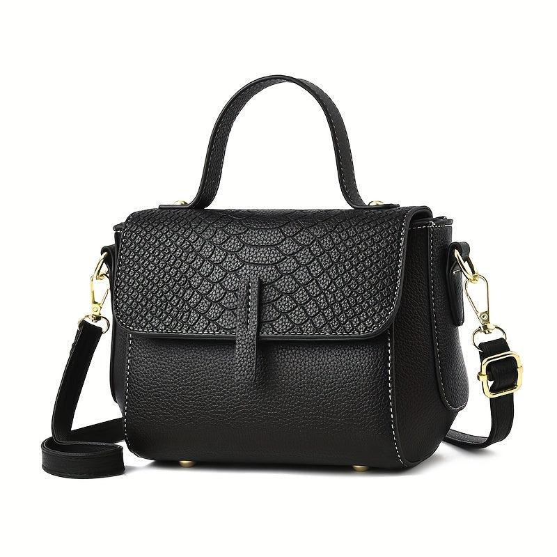 Small Snakeskin Embossed Crossbody Bag Women's Top Handle Purses