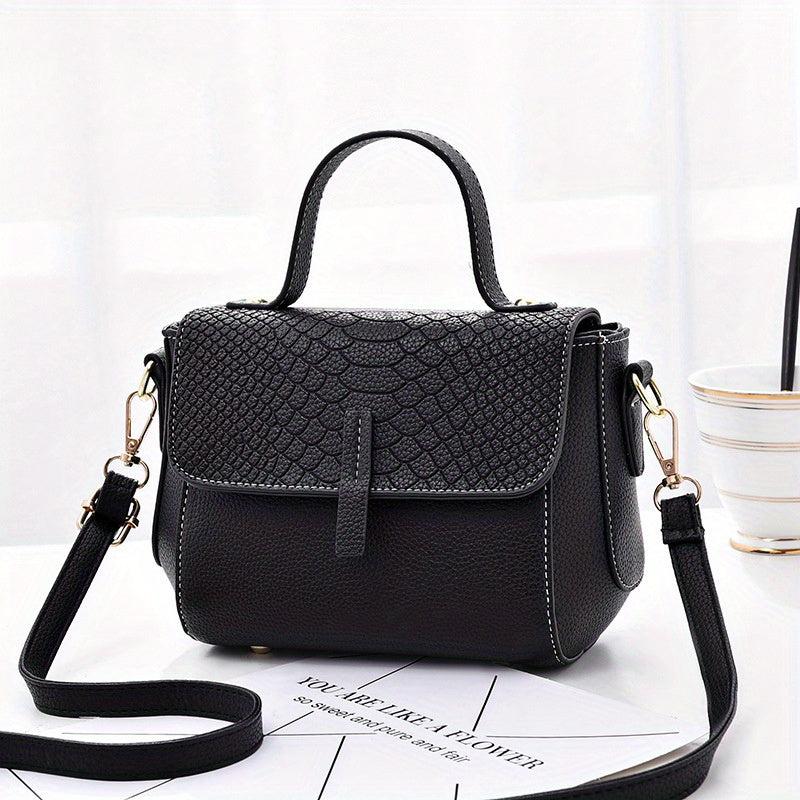 Small Snakeskin Embossed Crossbody Bag Women's Top Handle Purses
