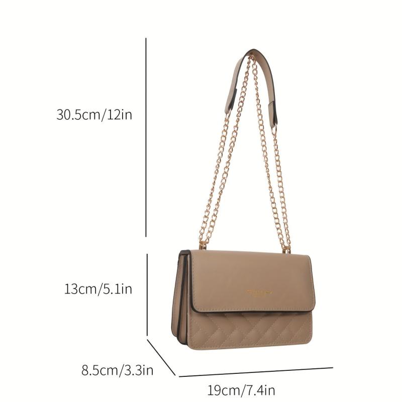 Solid Shoulder Bag Quilted Square Purse For Women