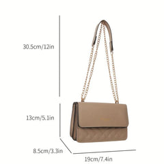 Solid Shoulder Bag Quilted Square Purse For Women