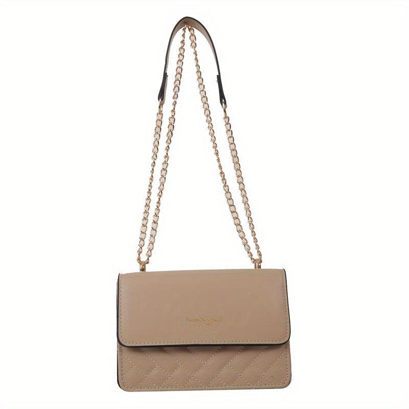 Solid Shoulder Bag Quilted Square Purse For Women