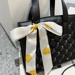 Niche Rivets Decor Quilted Shoulder Bag with Scarf