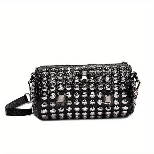 Studded Decor Crossbody Bag Chain Shoulder Bag Tassel Purse