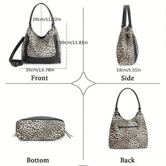 Leopard Print Tote Bag Large Capacity Shoulder Bag Women's Stylish Handbag