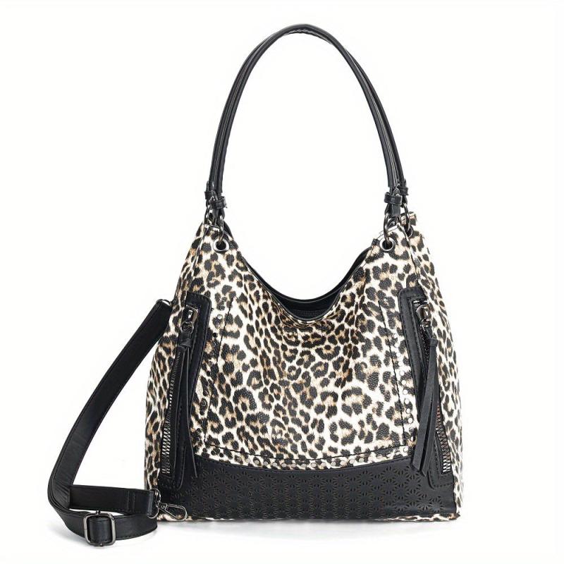 Leopard Print Tote Bag Large Capacity Shoulder Bag Women's Stylish Handbag
