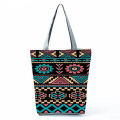 Ethnic Style Geometric Pattern Canvas Tote Bag