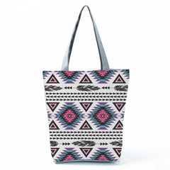 Ethnic Style Geometric Pattern Canvas Tote Bag