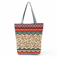 Ethnic Style Geometric Pattern Canvas Tote Bag
