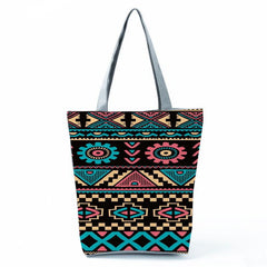 Ethnic Style Geometric Pattern Canvas Tote Bag